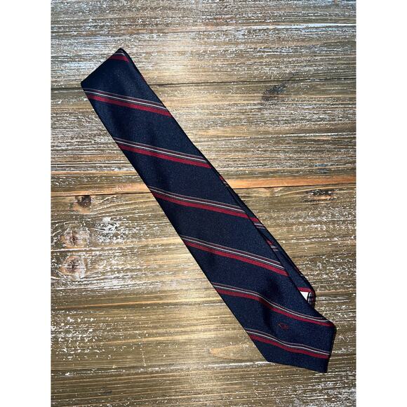 Christian Dior Tie Paris New York Classic Navy Red Stripe Timeless Mens - Picture 2 of 5